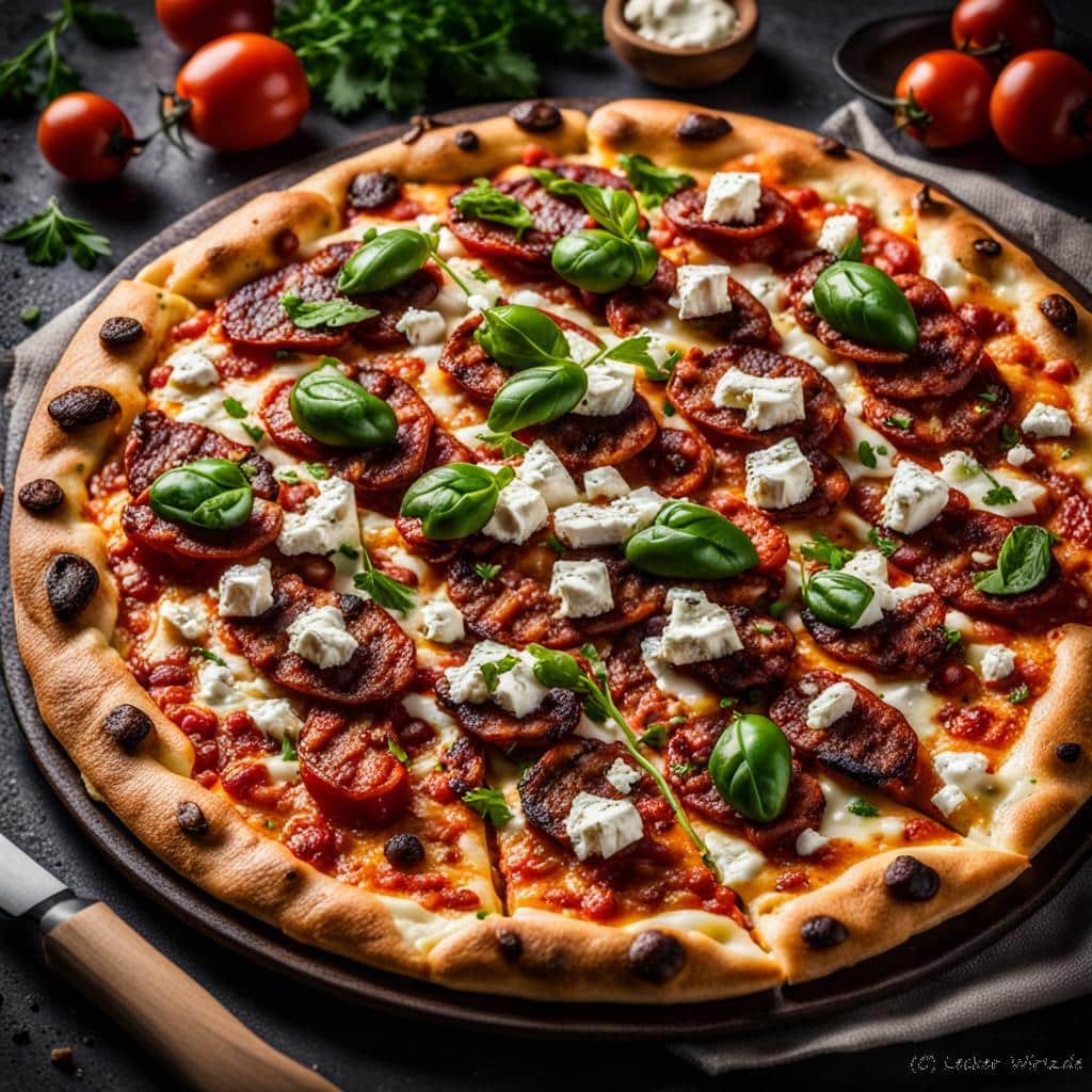 Flammkuchen mit Merguez und Feta