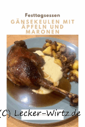 Gänsekeulen mit Äpfeln und Maronen