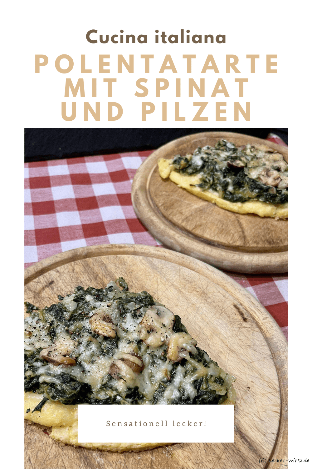 Polentatarte mit Spinat und Pilzen