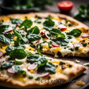 Flammkuchen mit Spinat und Ziegenkäse