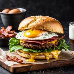 Strammer John Spiegelei auf Hamburger Patty und Bacon