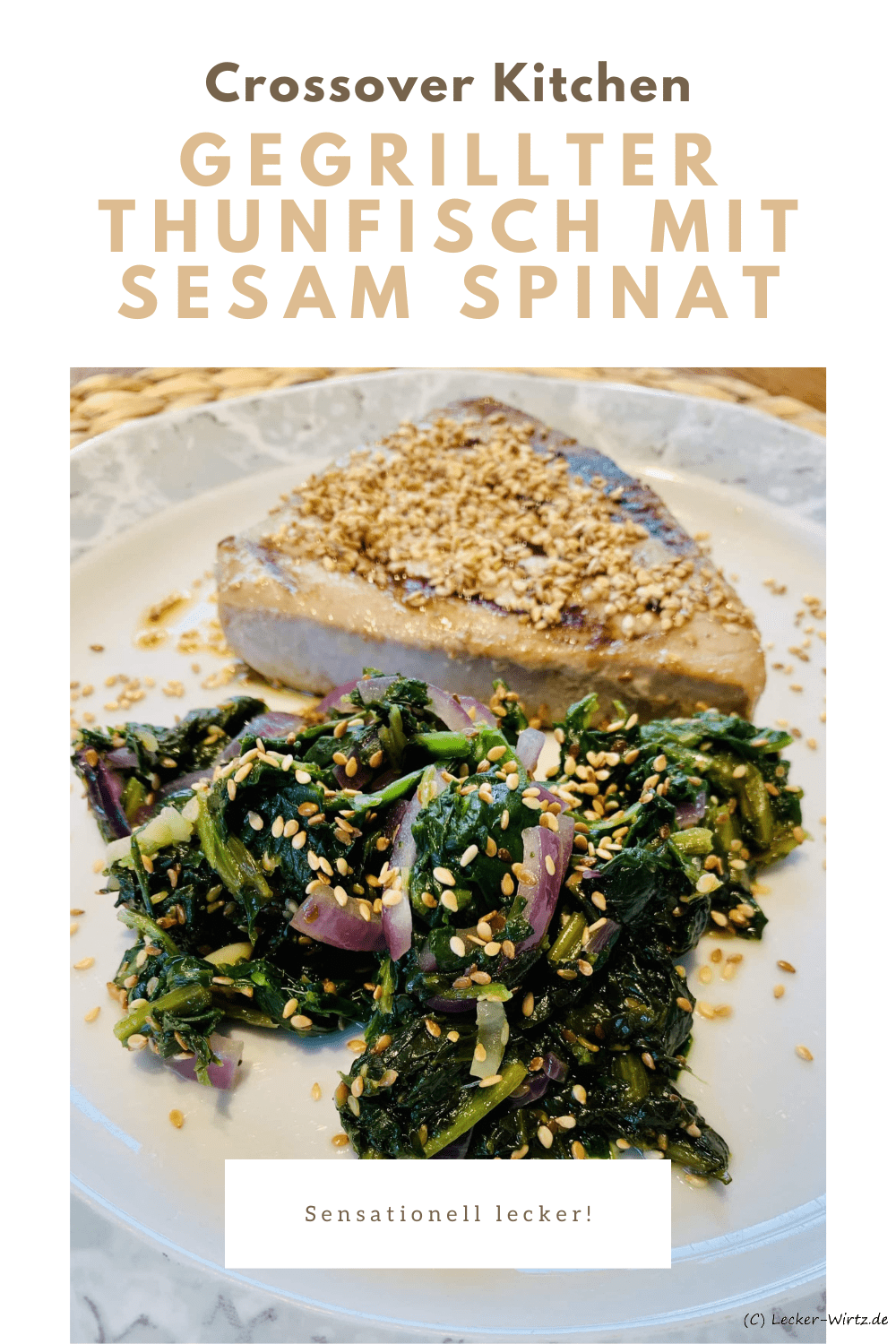 Gegrillter Thunfisch mit Sesam Spinat