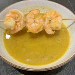 Kürbissuppe mit Scampi