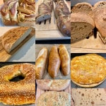 Eine Collage von neun unterschiedlichen Broten, Fladenbrot, Simmet, Focaccia, Baguette, Faltenbrot und ein Landbrot