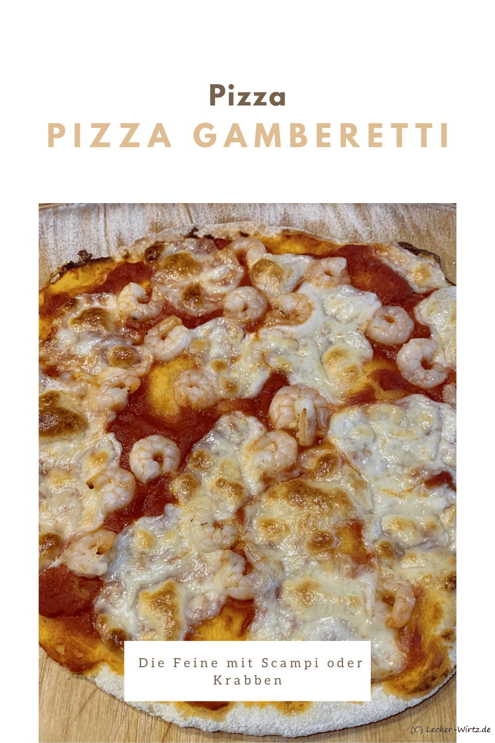 Pizza Gamberetti, die Feine mit Scampi oder Krabben