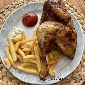 Brathähnchen mit Fritten