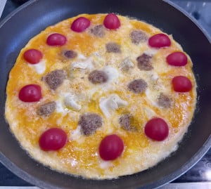 Hackbällchen-Tomaten Omelett
