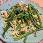 Tagliatelle alla crema di scampi e asparagi