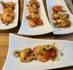 Gambas in mexikanischer Tomatensalsa