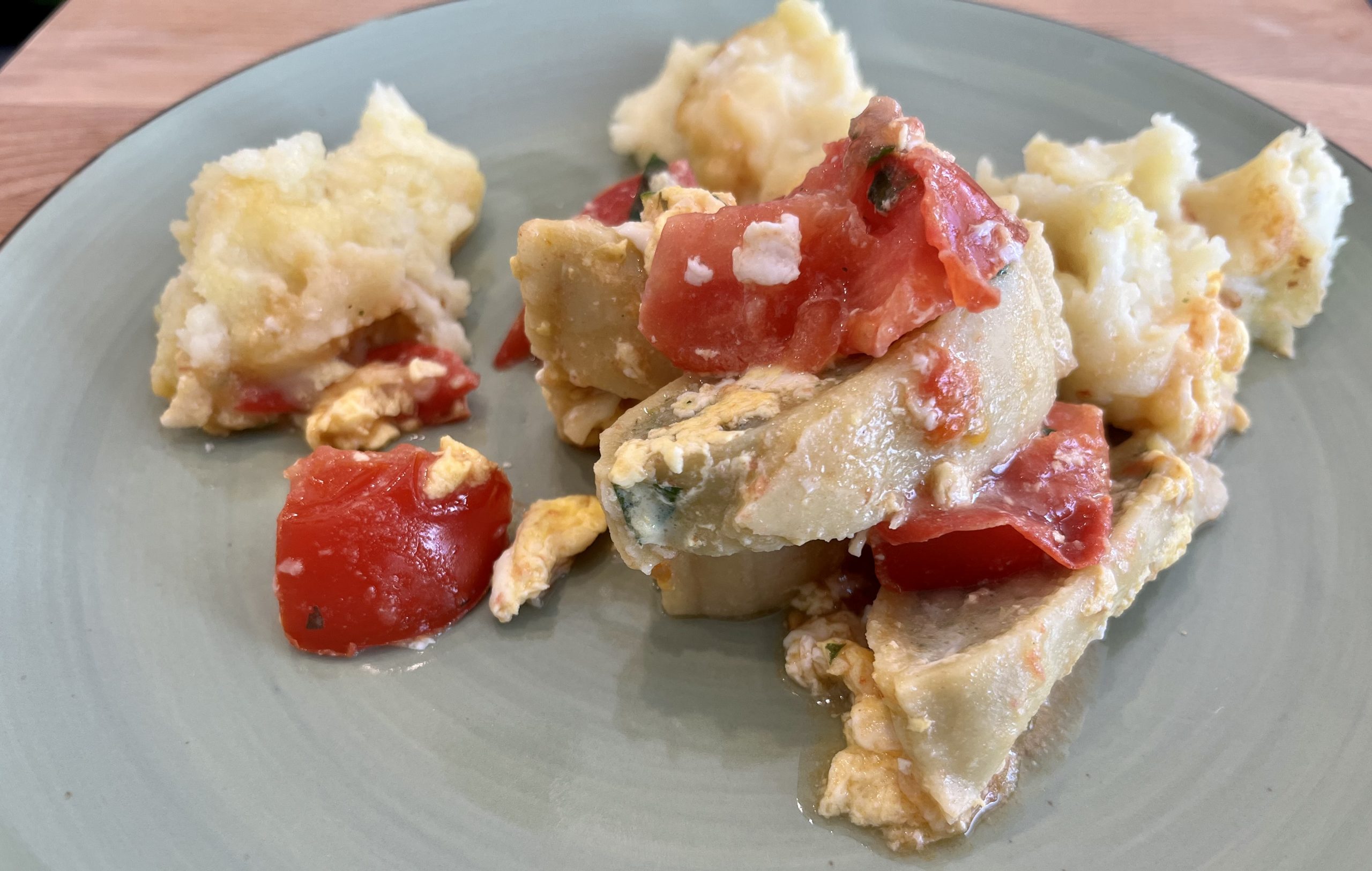 Maultaschen mit Kartoffelpüree