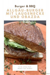 Allgäu-Burger mit Laugenecke und Obazda