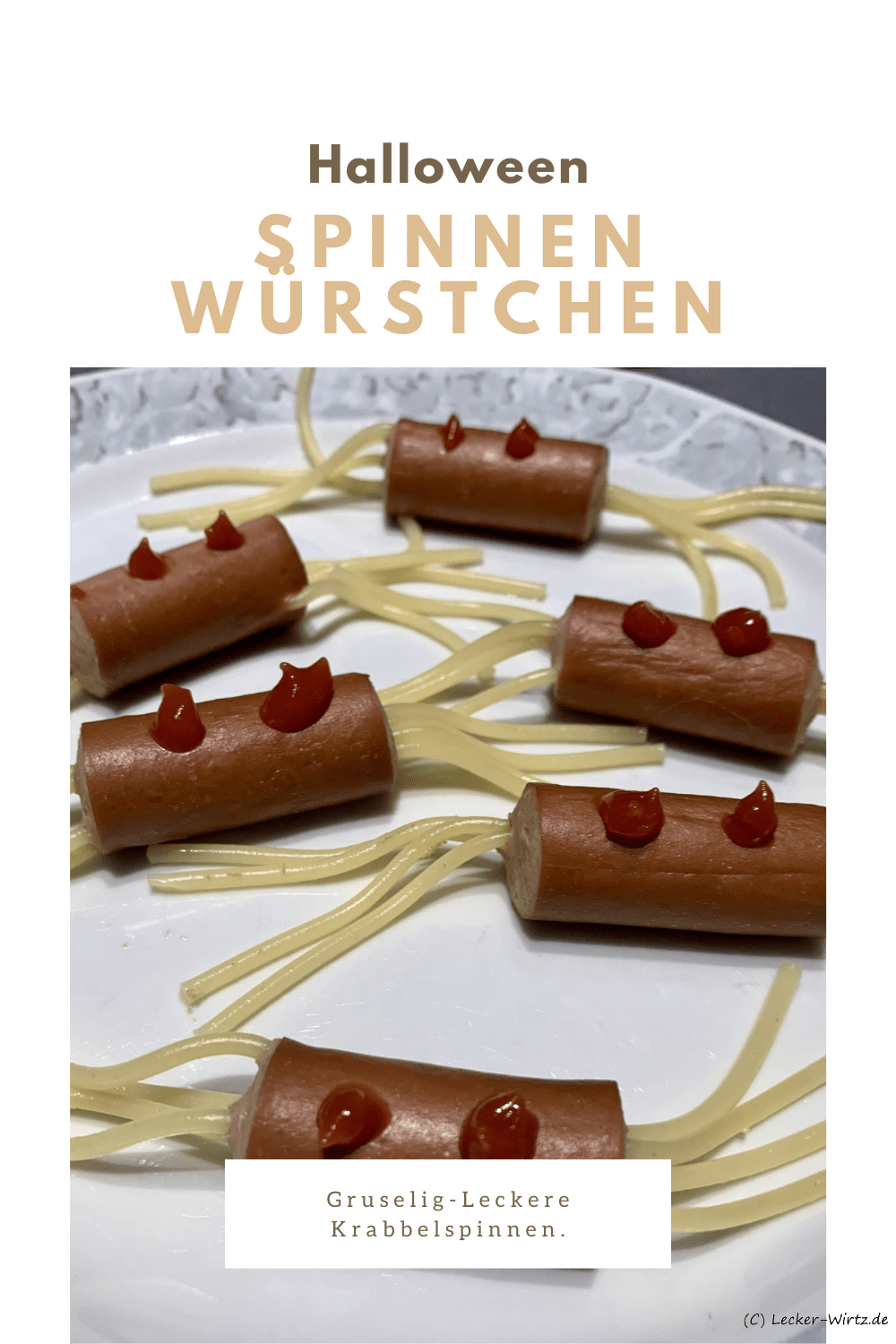 Spinnen-Würstchen für das Halloween Buffet