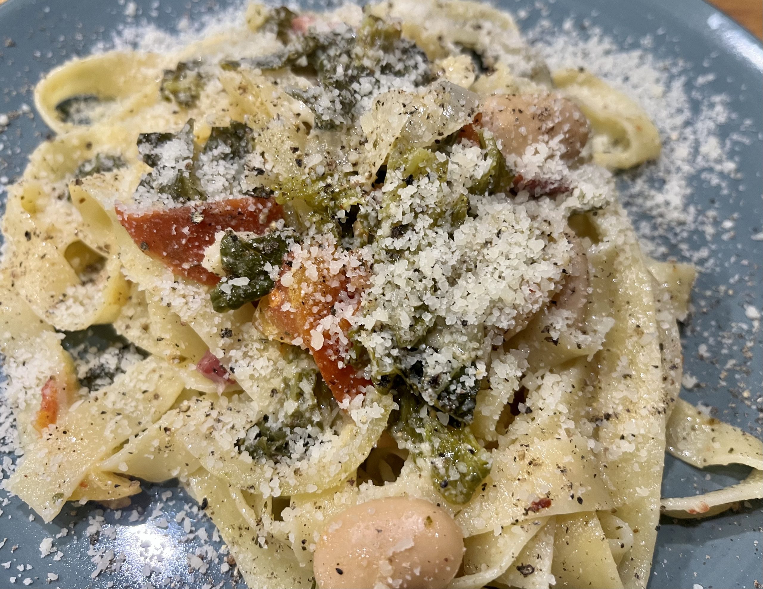 Tagliatelle con verze e fagioli – Tagliatelle mit Wirsing und Bohnen