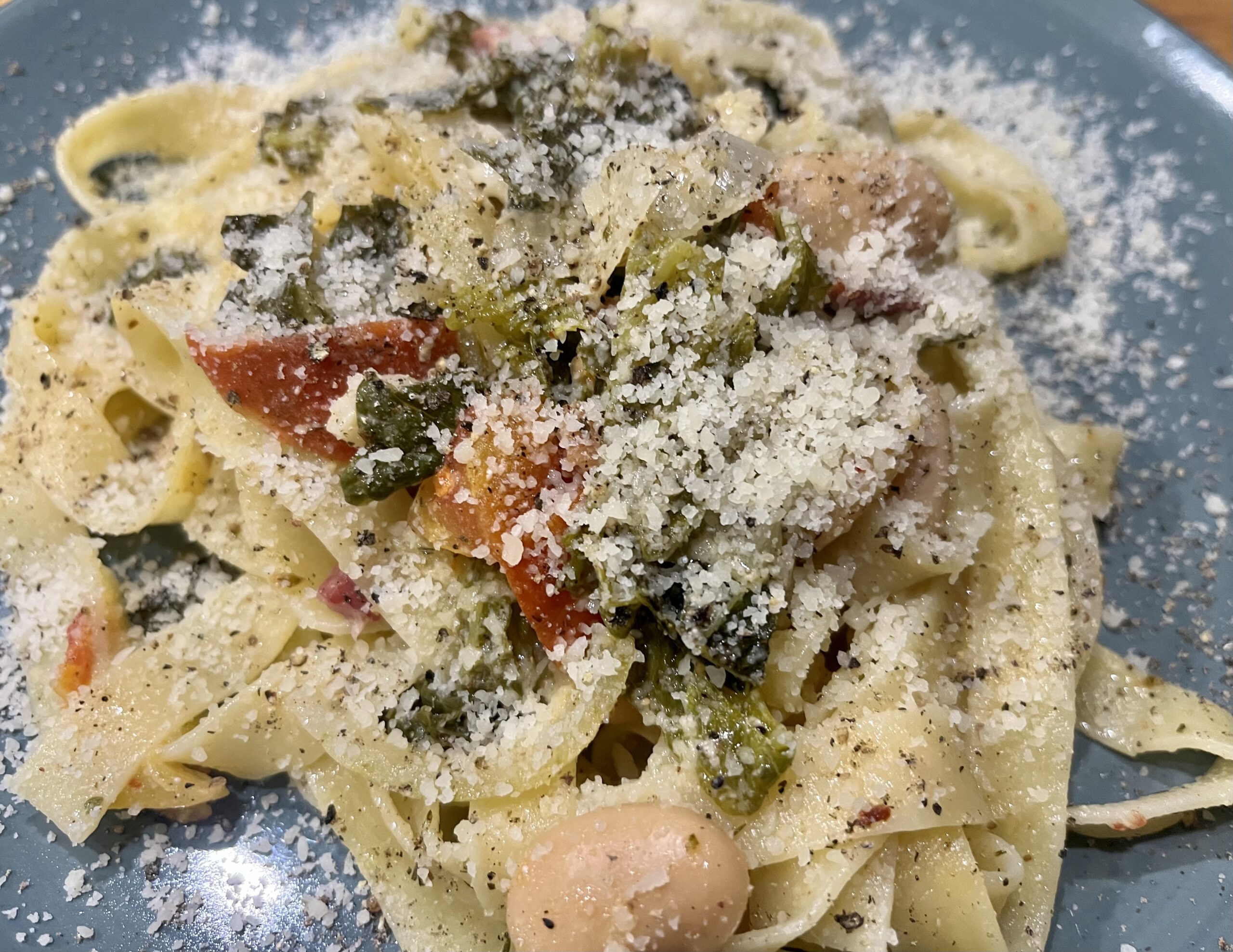 Tagliatelle con verze e fagioli – Tagliatelle mit Wirsing und Bohnen