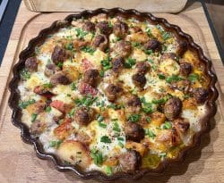 Herbstlicher Hokkaido-Apfel-Hackbällchen Auflauf