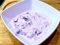 Frozen blueberries with yoghurt