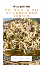 Mie Nudeln mit Schinken und Erbsen