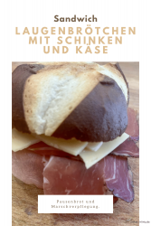 Laugenbrötchen mit Schinken und Käse