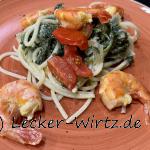 Tonnarelli mit Schrimps und Spinat-Parmesan Sauce