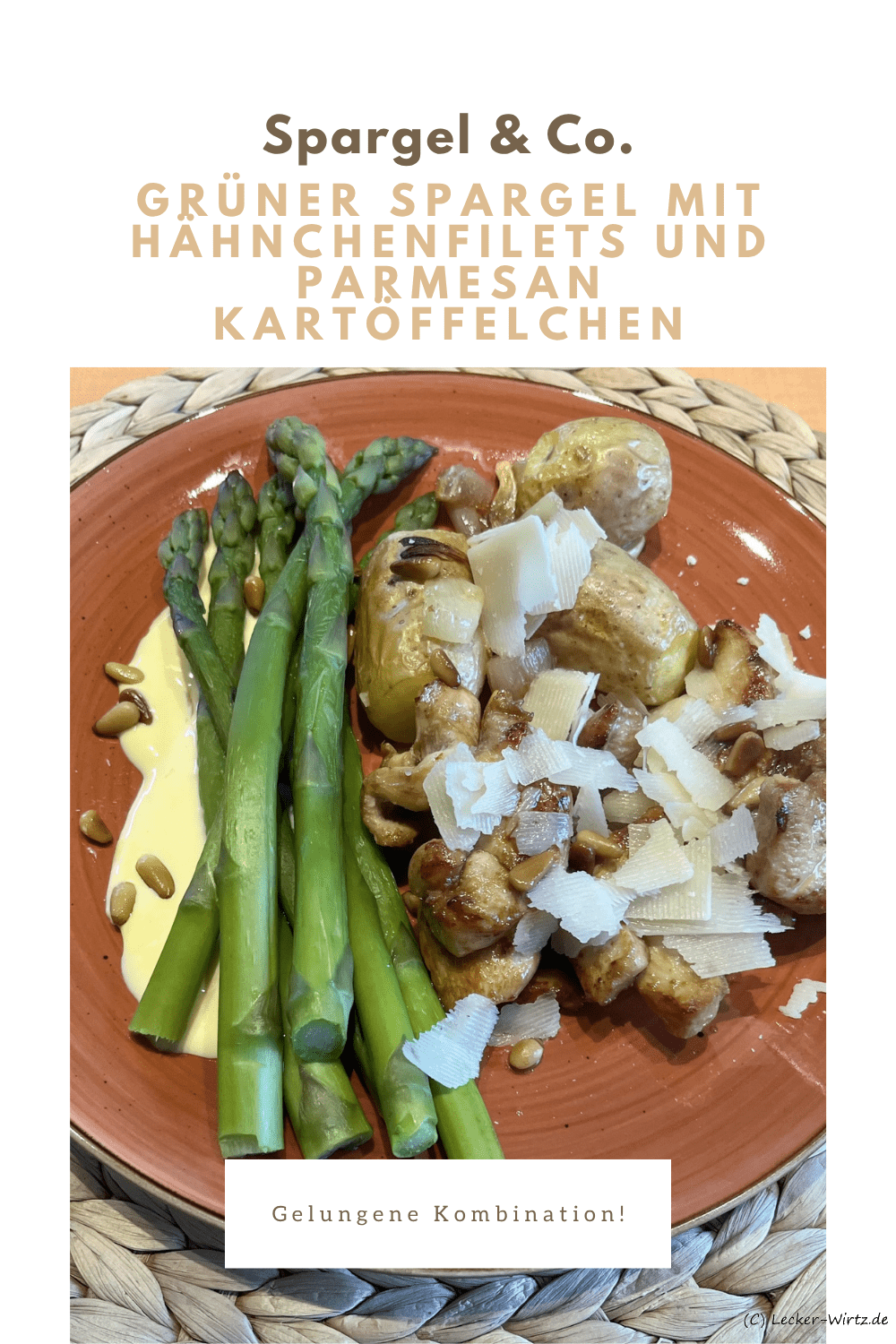 Grüner Spargel mit Hähnchenfilets und Parmesan Kartöffelchen