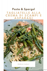 Tagliatelle alla crema di scampi e asparagi
