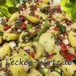 Kartoffelsalat mit Linsen und weißen Bohnen
