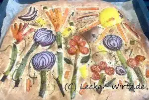 Focaccia prato fiorito - Brot als Blumenwiese