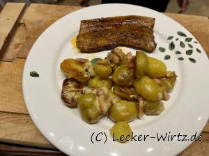 Bauchspeck mit normannischen Bratkartoffeln
