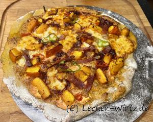 Kastanien-Pizza mit Kürbis