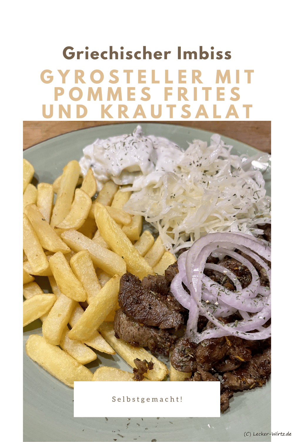 Gyrosteller mit Pommes Frites und Krautsalat