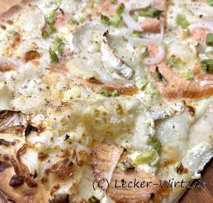 Pizza Bianca mit Lachs und Ziegenkäse