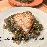 Tonno fritto con spinaci - gebratener Thunfisch mit Spinat
