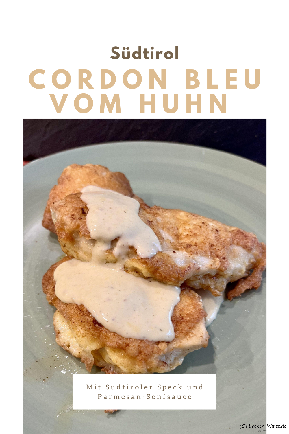 Cordon Bleu vom Huhn mit Südtiroler Speck und Parmesan-Senfsauce