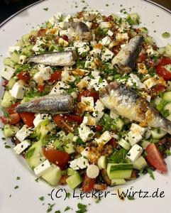 Orientalischer Linsensalat mit Sardinen