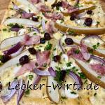Normannischer Flammkuchen Poire-Camembert
