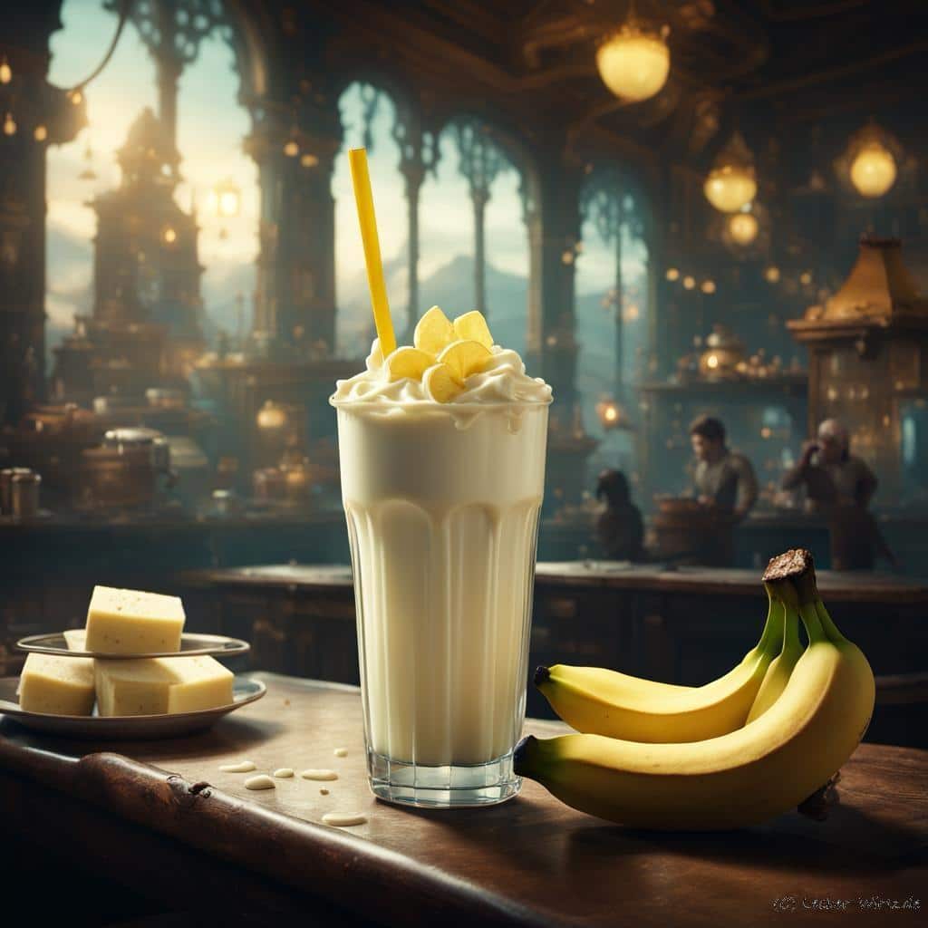 Bananenmilchshake Banane mit etwas kalter Milch vermischen. Bananenmilchshake Banane mit etwas kalter Milch vermischen.