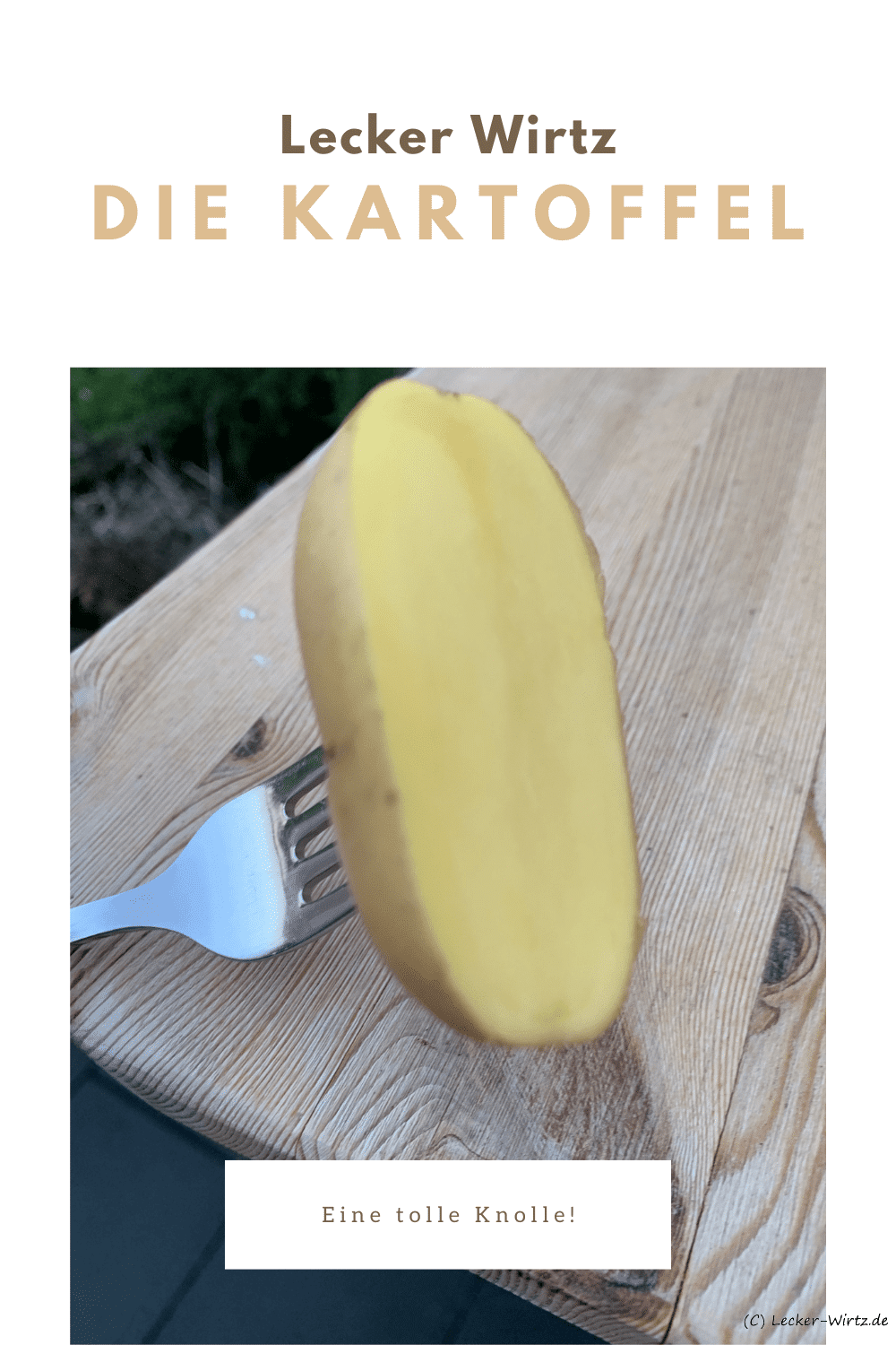 Eine halben Kartoffel auf einer Gabel zum reinigen des Grill Rosts