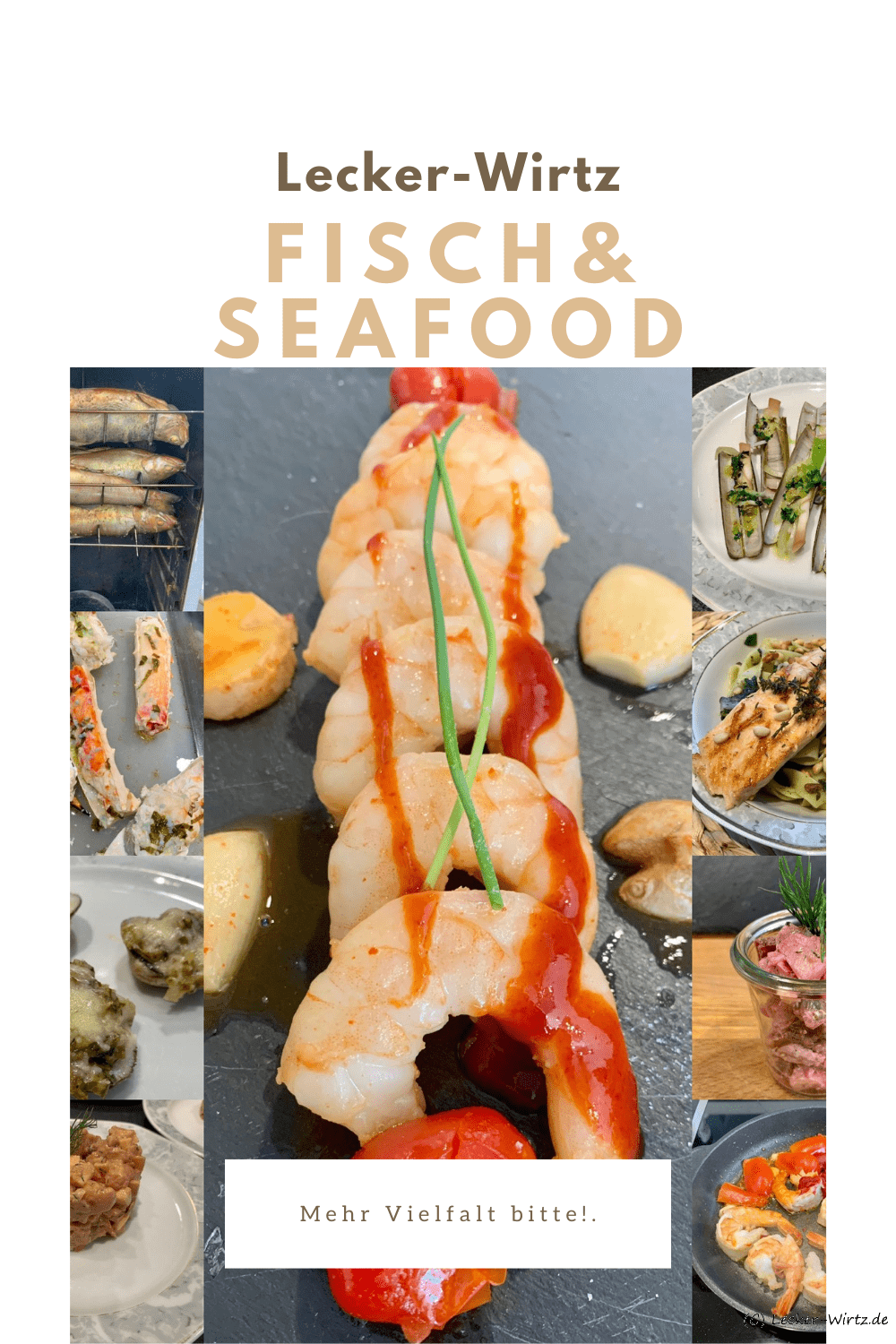 Eine Collage von verschiedenen Fischgerichten und Seafood