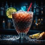 Ein Frozen Daiquiri in einem großen Glas mit viel Eis, Strohhalm und Zitronenscheibe.