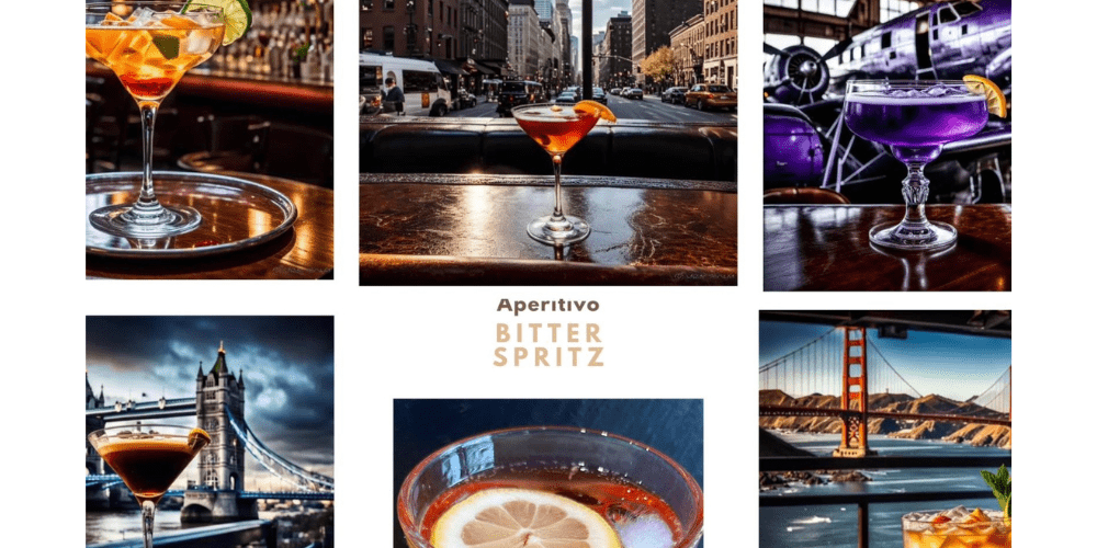 Eine Collage von neun verschiedenen Cocktails