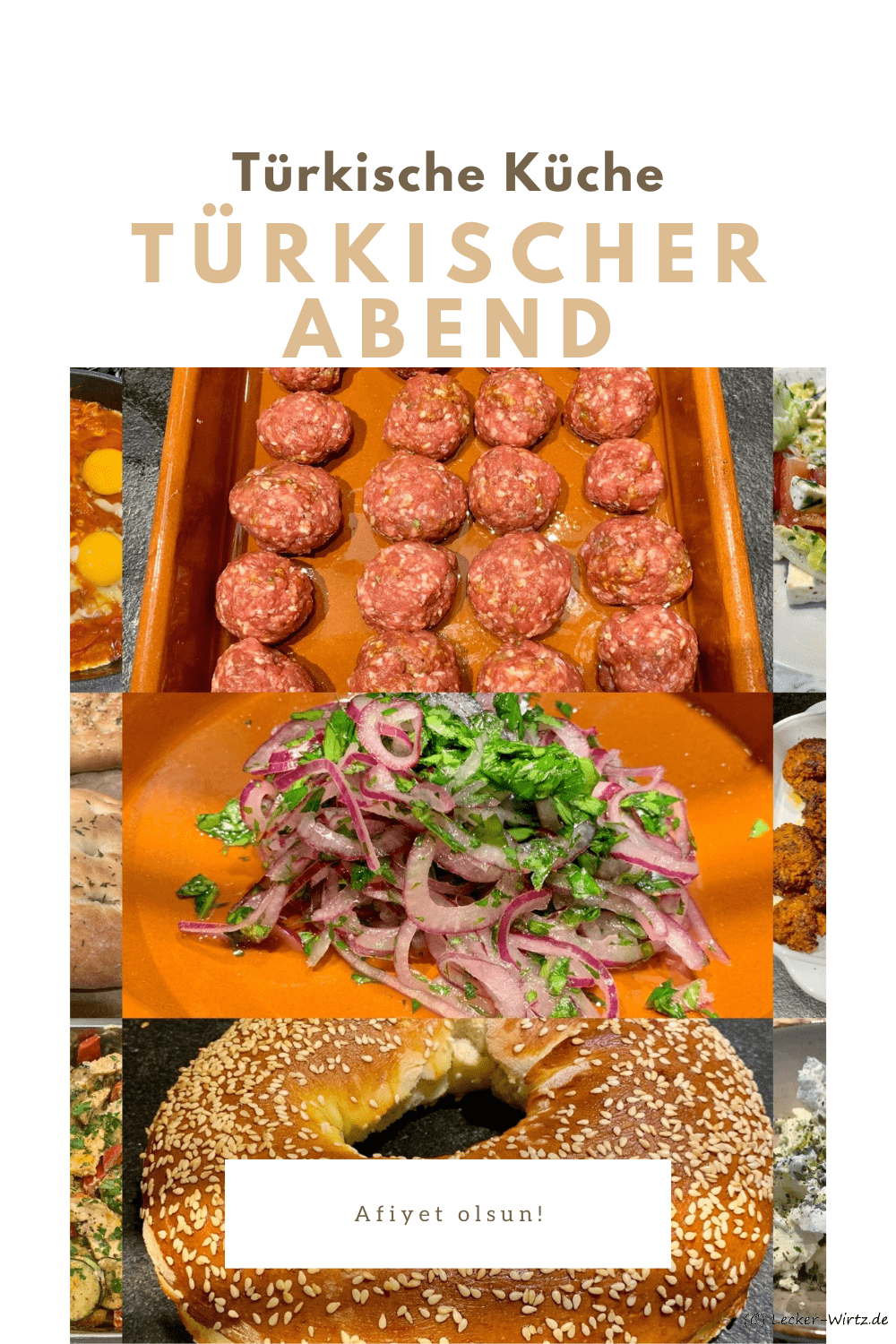 Eine Collage verschiedener türkischer Gerichte für einen leckeren türkischen Abend.