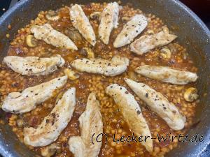 Hühnchengeschnetzeltes mit Linsen und Brokkoli