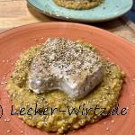 Sesam Thunfisch auf Linsenpüree