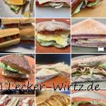 Eine Collage verschiedener Sandwich und belegter Baguettes