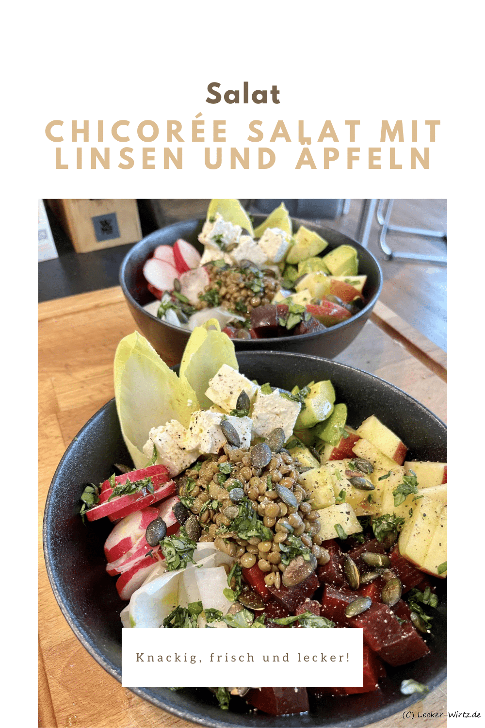 Chicorée Salat mit Linsen und Äpfeln