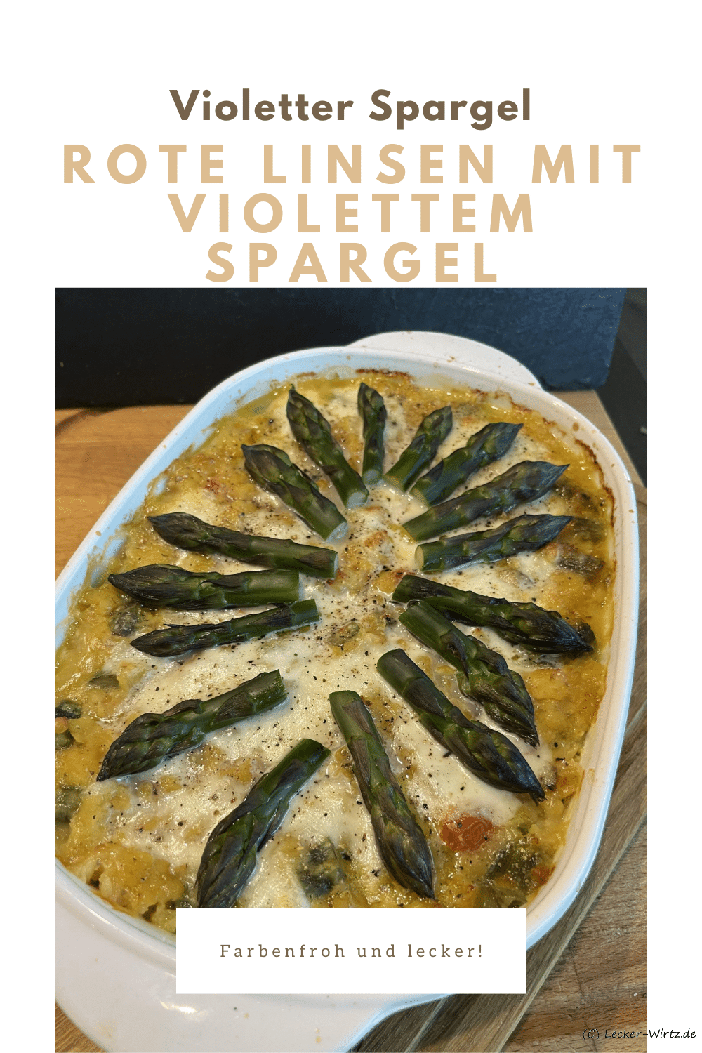 Rote Linsen mit violettem Spargel