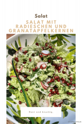 Salat mit Radieschen und Granatapfelkernen