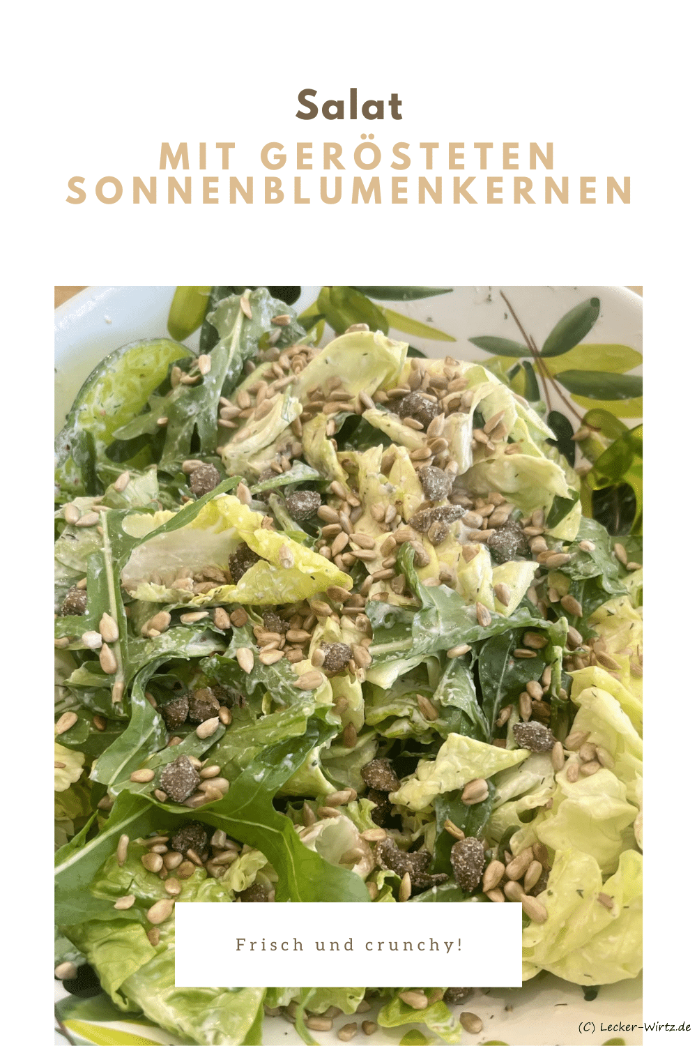Gemischter Salat mit gerösteten Sonnenblumenkernen und Joghurt-Dressing