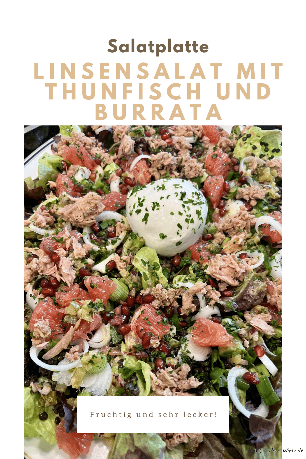 Linsensalat mit Thunfisch und Burrata