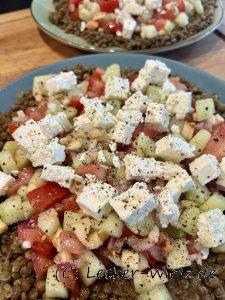 Linsensalat mit Apfel-Zwiebel Dressing